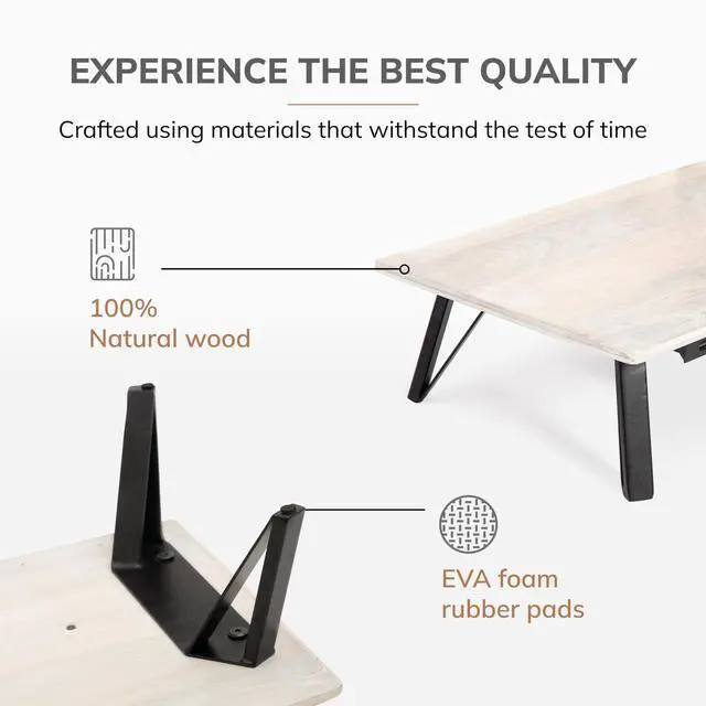 Alt view image 2 of 5 - Anji Mountain Monitor Stand - Desktop Organizer & Laptop Riser, Ergonomic Monitor Riser, Space-Saving Monitor Stand for Desk, Durable Construction, Easy Assembly, Ideal for Home & Office,White Wash