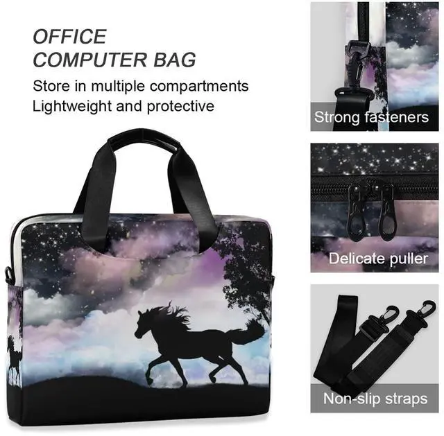 Alt view image 4 of 5 - Horse Laptop Messenger Bag Case Sleeve Crossbody Briefcase for Men Women with Shoulder Strap Handle 13 14 15.6 inch 18
