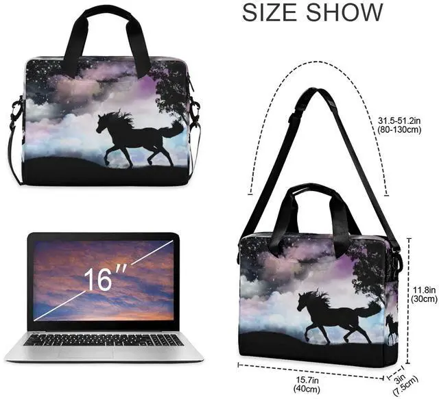 Alt view image 3 of 5 - Horse Laptop Messenger Bag Case Sleeve Crossbody Briefcase for Men Women with Shoulder Strap Handle 13 14 15.6 inch 18