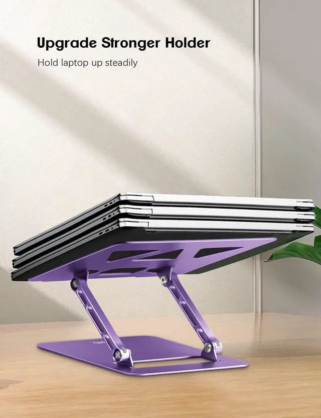 Alt view image 5 of 5 - Aoviho Adjustable Laptop Stand for Desk,Portable Laptop Stand Holder and Riser,Foldable Aluminum Notebook Computer Stands for MacBook Air Pro HP Lenovo Dell Samsung Chromebook, 10-15.6 inch, Purple
