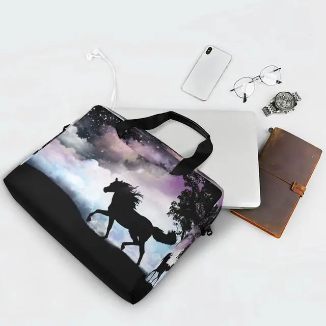 Alt view image 5 of 5 - Horse Laptop Messenger Bag Case Sleeve Crossbody Briefcase for Men Women with Shoulder Strap Handle 13 14 15.6 inch 18