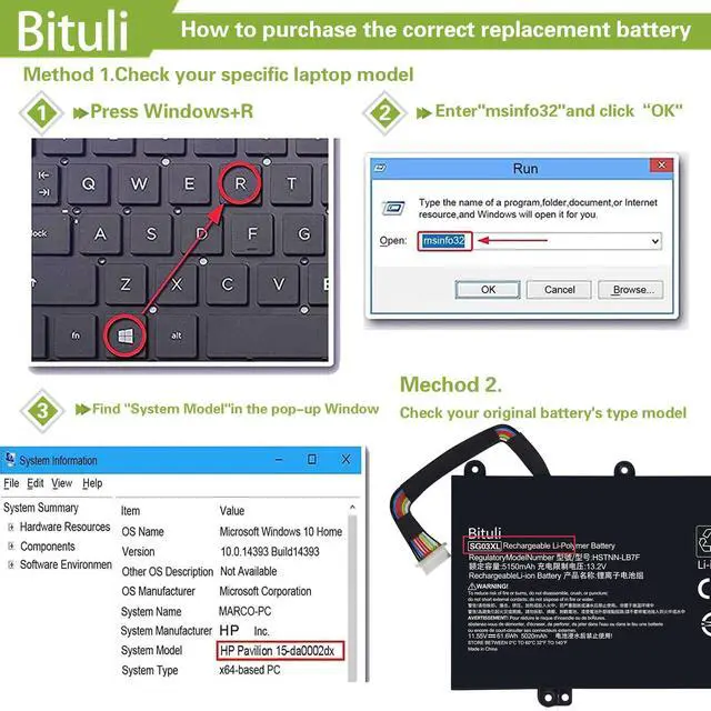 Alt view image 4 of 5 - Bituli SG03XL 849048-421 Battery for HP Envy M7 Notebook M7-u109dx M7-u009dx 17t-u100 CTO 17-u100 17-u163cl 17-u177cl 17-u292cl 17-u273cl 17-u275cl 17-u153nr 17-u175nr Series 849314-856 849314-850