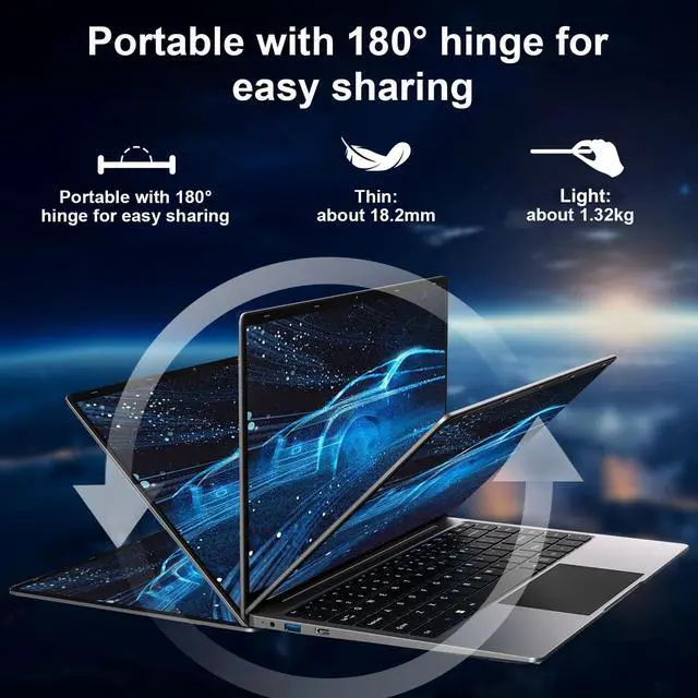 Alt view image 4 of 5 - bvate Laptop Win 11 14" 256GB SSD Up to 1TB SSD Expand Celeron N4020 Up to 2.8Ghz Dual-Core Processor 8GB DDR4 1920x1080 FHD Dual WiFi BT4.2 with Webcam Screen Projection Function for Business-Gray