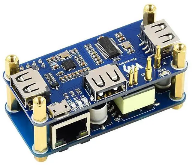 Main image of PoE Ethernet/USB HUB Hat for Raspberry Pi Zero/Zero W/Zero WH, 3X USB 2.0 Ports, 10M/100M RJ45 Port, 802.3af-Compliant