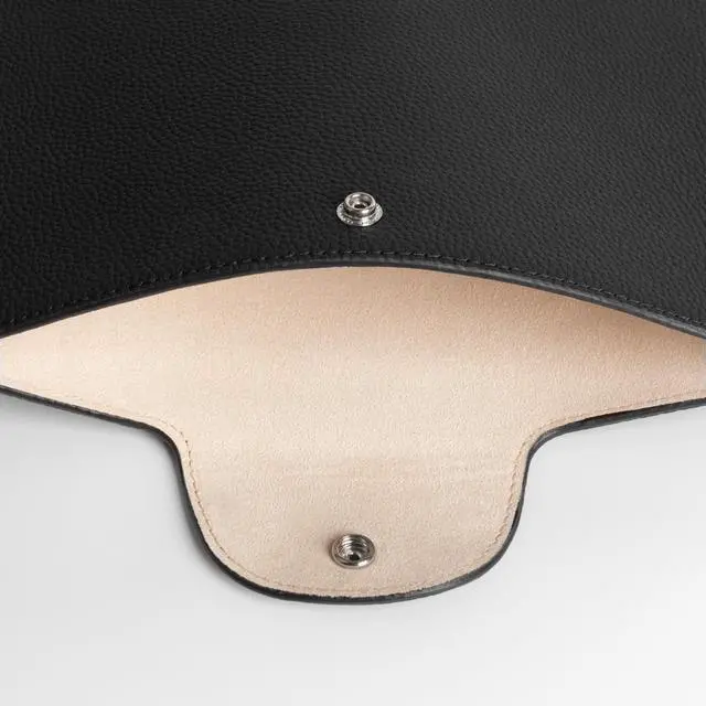 Alt view image 5 of 5 - Comfyable Genuine Leather Laptop Sleeve 13 Inch with Accessory Pouch, Precisely Compatible with MacBook Air M4 M3 M2 M1 2025 & MacBook Pro M2 M1 2022, Black