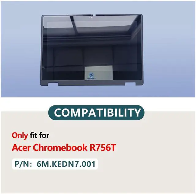 Alt view image 2 of 5 - D-KXCPELE Screen Replacement for Acer Chromebook 11 R756T (Touch) LCD Module Display Touch Screen Digitizer Assembly w/Bezel and G-Sensor Board 30Pin 6M.KEDN7.001