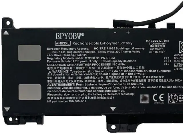 Alt view image 2 of 5 - EPYOBW AN03XL Laptop Battery 42.75Wh 3600mAh 11.4V Compatible with HP Pro x360 Fortis 11 G9 inch G9 Notebook PC 48B40AV 48B41AV 48B45AV Series AN03042XL TPN-DB0M M73474-005 M64308-2C1