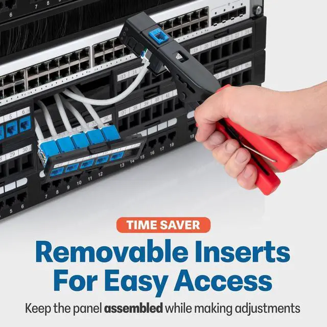 Alt view image 3 of 5 - Everest Media Solutions Bundle  2 Items: 48-Port Keystone Patch Panel + 12 Pack of RJ45 CAT6 Keystone Couplers - Blue