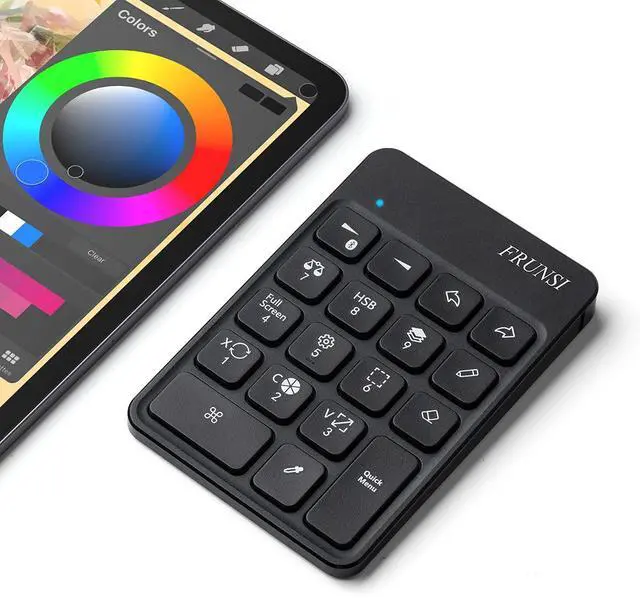 Main image of Frunsi Wireless Keyboard for Procreate, Drawing Keyboard for Graphics Tablets, Pad Painting 6.5 x 5.5 inch Rechargeable,Black