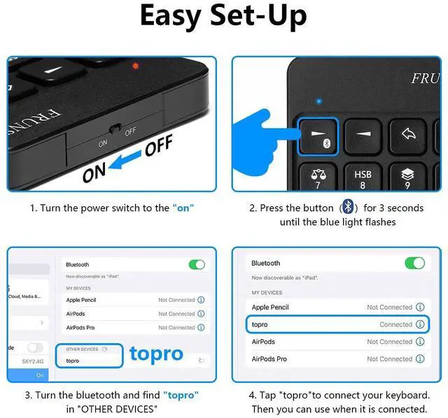 Alt view image 5 of 5 - Frunsi Wireless Keyboard for Procreate, Drawing Keyboard for Graphics Tablets, Pad Painting 6.5 x 5.5 inch Rechargeable,Black