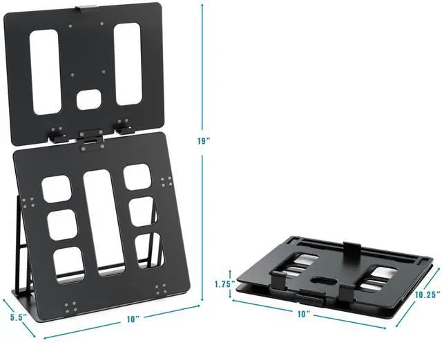 Alt view image 2 of 5 - HNL Portable Monitor Stand, iPad & Tablet Holder, clamp Retention, Foldable, mountable Small Desk, Supports 7.75 inch to 10.75 inch Screen Width, Travel with Laptop, Black