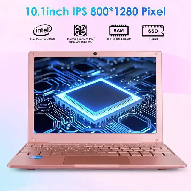Alt view image 3 of 5 - ZHAOHUIXIN Portable Mini Education Laptop Computer with in tel Celeron N4020 CPU 8GB RAM 128GB SSD HD IPS Screen, Laptop Computer for Learning, Office Work (Rose Gold, 8GB+128GB)