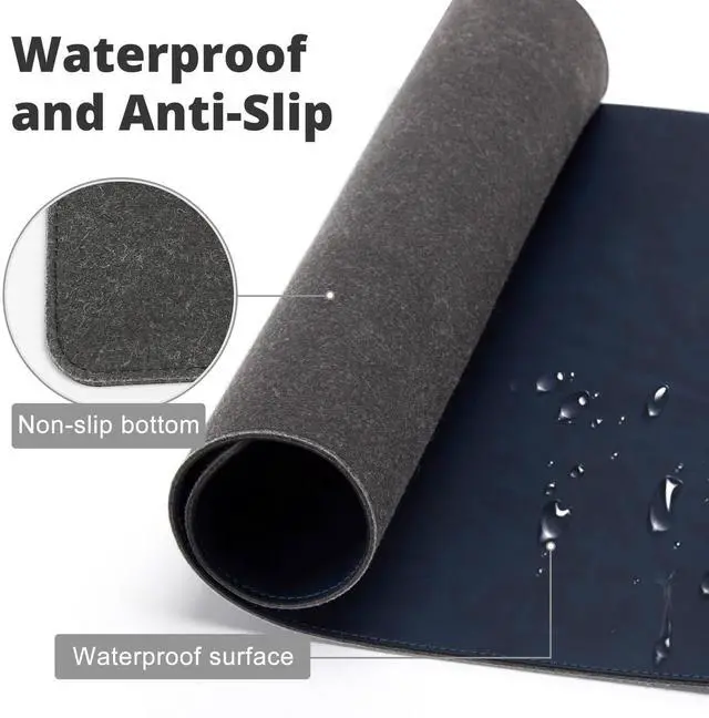 Alt view image 3 of 5 - Magnetic Wireless Charging Desk Mat, 23.4"x15.6" Large Office Mouse Pad, Microfiber Leather Mouse Mat with Ultra-Smooth Surface, Waterproof Computer Keyboard Desk Mat for Office & Home, Laptop, Blue