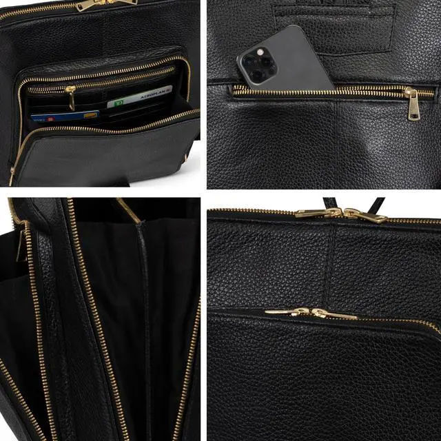 Alt view image 5 of 5 - HIDES Tech Leather Backpack Purse Handcrafted Expandable Pockets Laptop Sleeve (Medium)