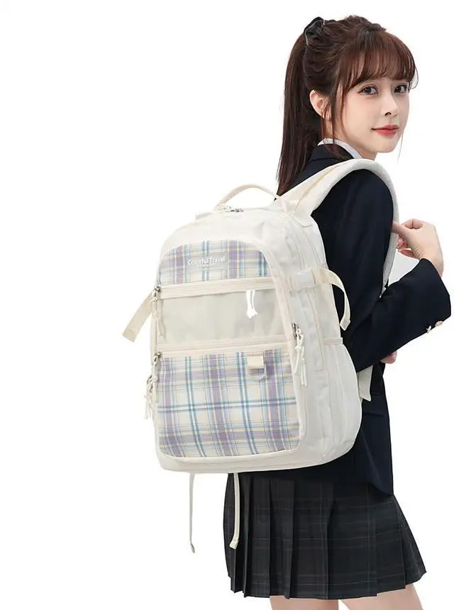 Alt view image 2 of 5 - Kalesi Laptop Backpack School College or Work Bookbag, Large Anti Theft Travel Bag, 15.6-Inch Daypack for Men & Women Teens (Light pink)