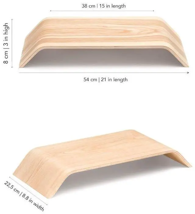 Alt view image 2 of 5 - kolodosa Premium Wooden Computer Monitor Stand for Desk  Ergonomic Desk Organizer for Mac or PC Screen Stand / Laptop Riser Quality Wood Bamboo Stand Riser Ideal for Home & Office Desktop