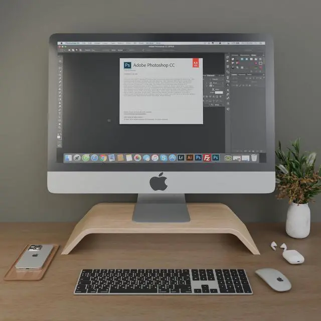 Alt view image 3 of 5 - kolodosa Premium Wooden Computer Monitor Stand for Desk  Ergonomic Desk Organizer for Mac or PC Screen Stand / Laptop Riser Quality Wood Bamboo Stand Riser Ideal for Home & Office Desktop