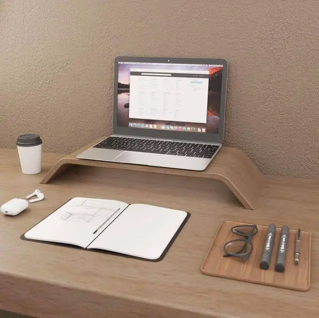 Alt view image 5 of 5 - kolodosa Premium Wooden Computer Monitor Stand for Desk  Ergonomic Desk Organizer for Mac or PC Screen Stand / Laptop Riser Quality Wood Bamboo Stand Riser Ideal for Home & Office Desktop