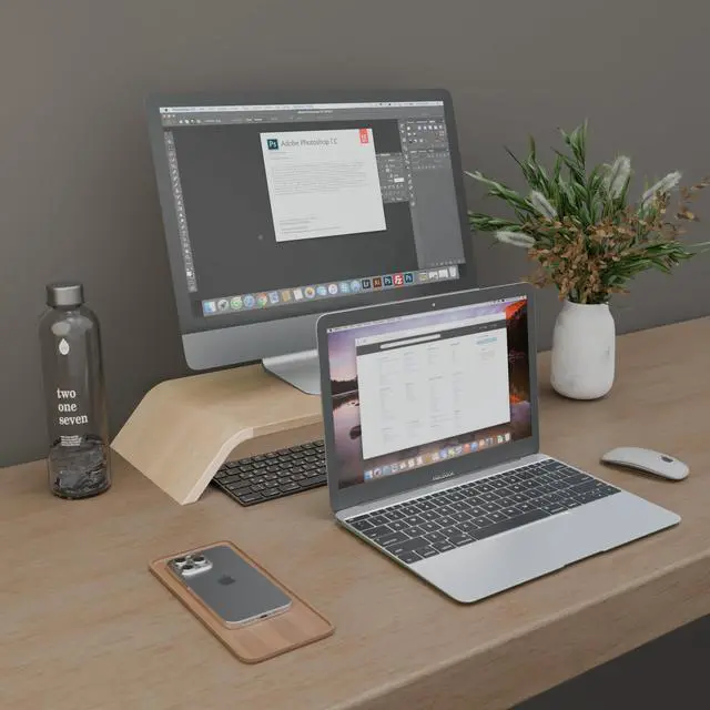 Alt view image 4 of 5 - kolodosa Premium Wooden Computer Monitor Stand for Desk  Ergonomic Desk Organizer for Mac or PC Screen Stand / Laptop Riser Quality Wood Bamboo Stand Riser Ideal for Home & Office Desktop