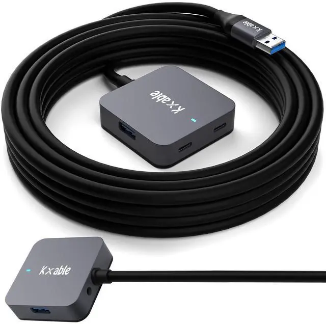 Main image of Upgrade USB Extension Cable 15FT with 4-Port (2 A + 2 C), Long USB 3.0 Type-A Extender Cord, Y Splitter Hub, Type-A Male to A-Female + C-Female Extender Cord