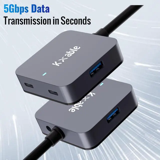 Alt view image 3 of 5 - Upgrade USB Extension Cable 15FT with 4-Port (2 A + 2 C), Long USB 3.0 Type-A Extender Cord, Y Splitter Hub, Type-A Male to A-Female + C-Female Extender Cord