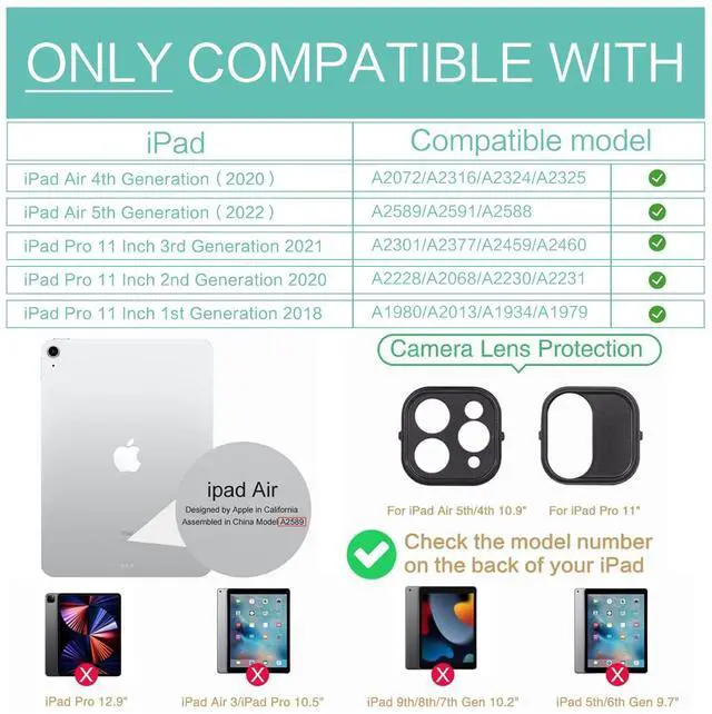 Alt view image 2 of 5 - iPad 10.9 Case with 360 Degree Rotating Horizontal & Vertical for iPad Air 5th/4th Generation Case/iPad Pro 11 inch Case 1St/2Nd/3Nd + Airpod Case Compatible with AirPods 2&1 Generation Sunflower Bu