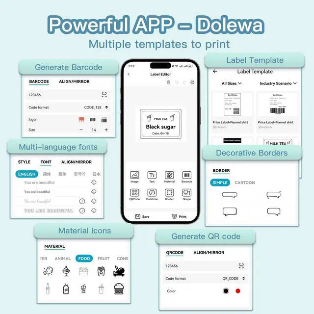 Alt view image 4 of 5 - LAIBEAR Label Maker Machine with Tape, Little Printer, Portable Thermal Printer Compatible with iOS & Android, Sticker Maker for School, Home, Office, Photos, Notes (Blue)