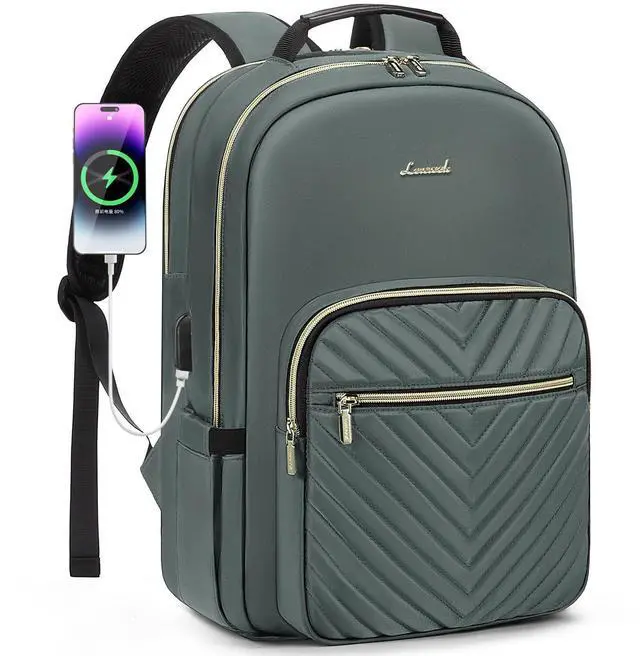 Main image of LOVEVOOK Laptop Backpack for Women 15.6 inch,Cute Womens Travel Backpack Purse,Professional Laptop Computer Bag,Waterproof Work Business College Teacher Bag Carry on Backpack with USB Port,Grass Green
