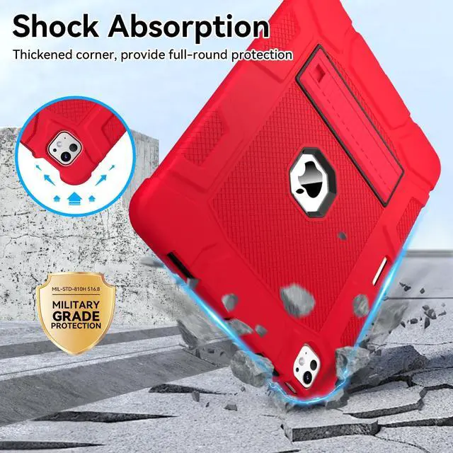 Alt view image 3 of 5 - MARIWIVI Case for iPad Pro 13 inch Case 2024 (M4), iPad 13 Pro C ase with Pencil Holder, Built-in Stand Shockproof Rugged Protective Cover for iPad Pro 13 inch 2024 7th Gen (Red)