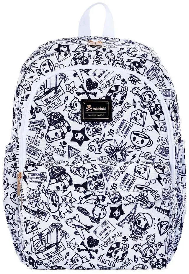 Main image of Tokidoki Unicorno Backpack Cute Travel Laptop Backpack for Women Casual Bookbags Lightweight Cloth Canvas Backpack School Bag Daypack Handbag (Black & White)