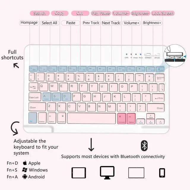 Alt view image 3 of 5 - Keyboard Case for Samsung Galaxy Tab A9 Plus/A9+ 5G 11 Inch 2023, Samsung A9 Plus Tablet Case with Detachable Wireless Bluetooth Keyboard (SM-X210/X216/X218) - Pink