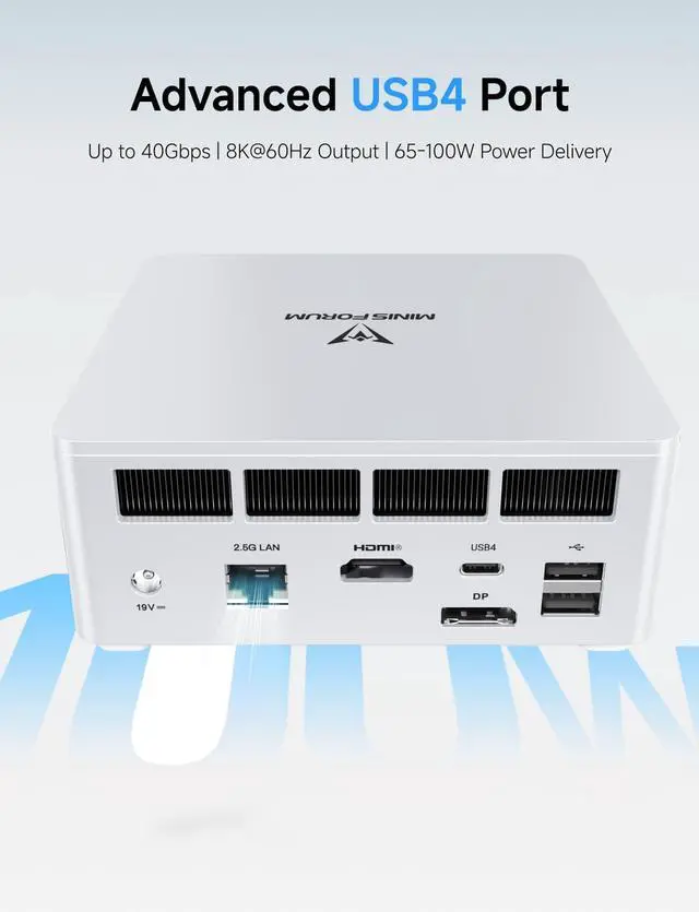 Alt view image 4 of 5 - MINISFORUM DeskMini UM870 Slim Mini PC AMD Ryzen 7 8745H Barebone Version Small PC, HDMI/DP/USB4 Outputs, 2.5G LAN, WiFi 6E, BT5, 4xUSB Port AMD Radeon 780M Graphics Small Form Factor