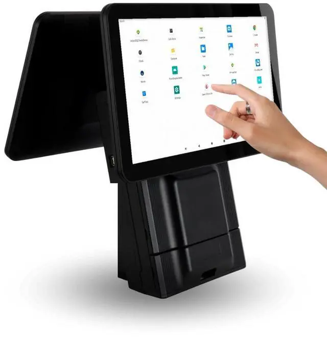 Main image of All in One Point of Sale M9 with 15.6'' Dual Touch Screen. OS Android 11. Touch Pos with 58mm Thermal Printer for Receipts, Powerful Configuration Wi-fi, 4GB RAM and 64GB ROM. (Black)