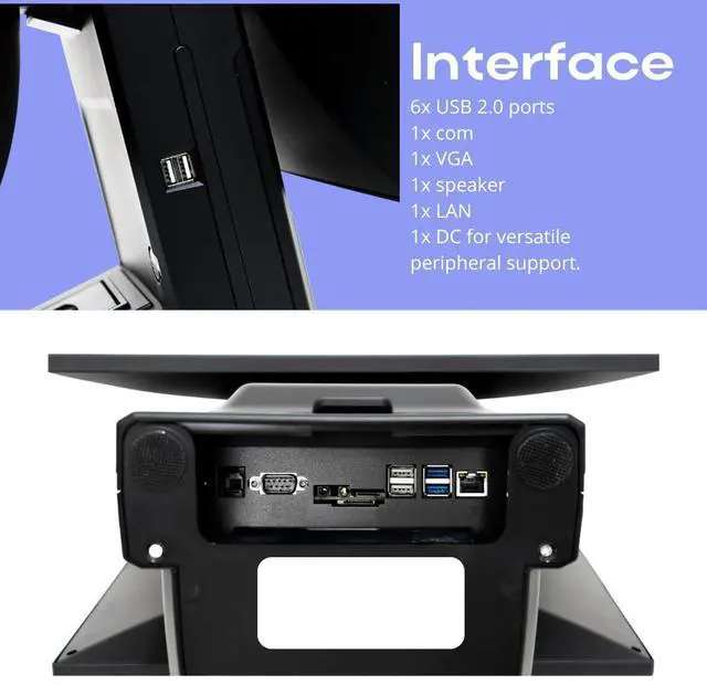 Alt view image 4 of 5 - All in One Point of Sale M9 with 15.6'' Dual Touch Screen. OS Android 11. Touch Pos with 58mm Thermal Printer for Receipts, Powerful Configuration Wi-fi, 4GB RAM and 64GB ROM. (Black)