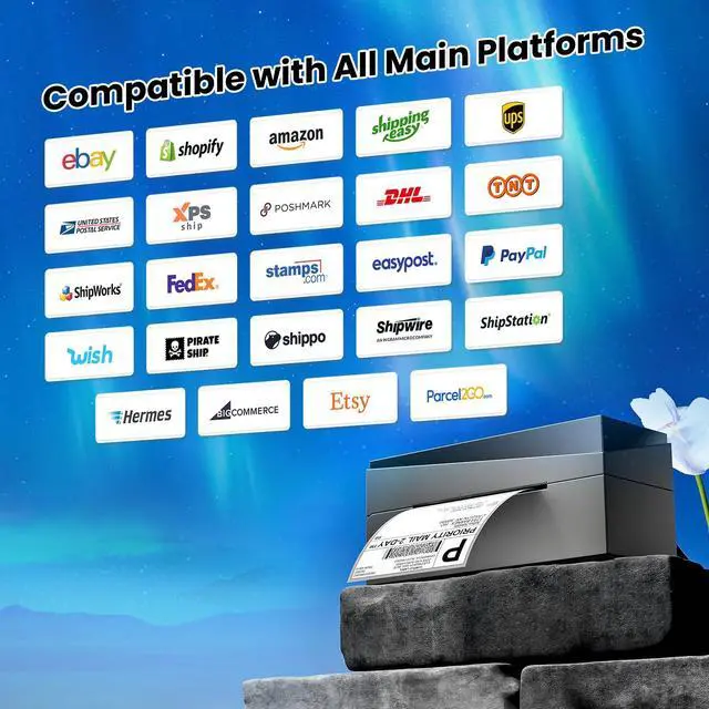 Alt view image 5 of 5 - Omezizy 249BT Bluetooth Shipping Label Printer and 250Pcs 4x6 Roll Thermal Labels, Wireless Thermal Label Printer for Small Business
