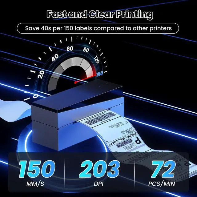 Alt view image 4 of 5 - Omezizy 249BT Bluetooth Shipping Label Printer and 250Pcs 4x6 Roll Thermal Labels, Wireless Thermal Label Printer for Small Business