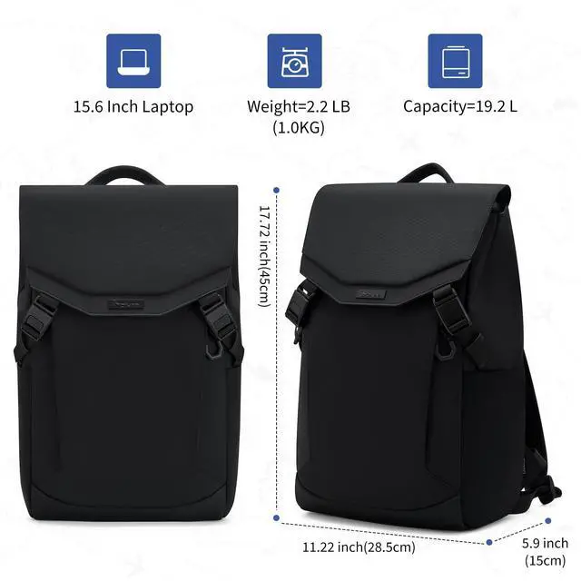 Alt view image 4 of 5 - OIWAS Backpacks for Men, Anti-Theft Laptop Backpack, Waterproof Travel Backpack Fit 16 Inch Laptop, Breathable Business Backpack for men, Computer Work Back pack, Black
