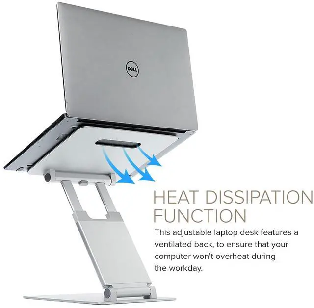 Alt view image 2 of 5 - POUT E3 Lift -- Ergonomic Laptop Stand for Desk, Adjustable Height 2" to 20" -- Laptop Riser Portable Laptop Stand for Laptop -- Standing Desk Converter for MacBook 10"-17" Laptops (Blue)