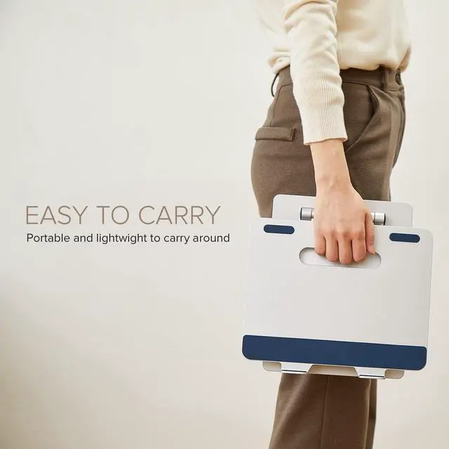 Alt view image 5 of 5 - POUT E3 Lift -- Ergonomic Laptop Stand for Desk, Adjustable Height 2" to 20" -- Laptop Riser Portable Laptop Stand for Laptop -- Standing Desk Converter for MacBook 10"-17" Laptops (Blue)