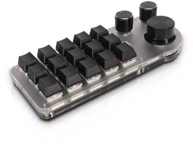 Main image of 15 Keys 3 Knobs Macro Programmable Keyboard, 3 Connection Modes One Handed Macro Mechanical Keyboard, Blue Switch Hot Swappable Numpad, Gaming Keyboard with Memory Function