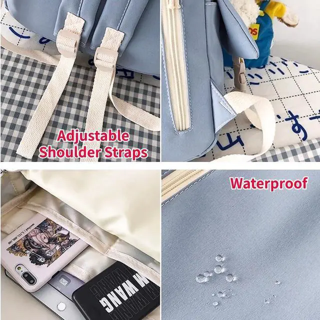 Alt view image 5 of 5 - SIFRTOA Kawaii Backpack with Adorable Accessory Aesthetic Backpack Cute Backpacks Waterproof for Women (Blue)