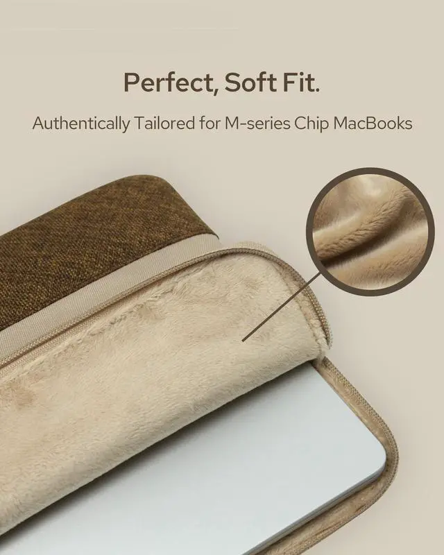 Alt view image 4 of 5 - Simple Build Minimalist Slim Sleeve for MacBook Air/Pro 13/14/15/16-inch M1/M2/M3/M4 | Thin & Lightweight Laptop Sleeve (Latte, for Case-Free 13" MacBook Air (M2/M3/M4) Only)