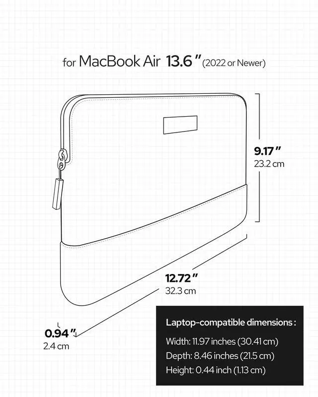 Alt view image 5 of 5 - Simple Build Minimalist Slim Sleeve for MacBook Air/Pro 13/14/15/16-inch M1/M2/M3/M4 | Thin & Lightweight Laptop Sleeve (Latte, for Case-Free 13" MacBook Air (M2/M3/M4) Only)