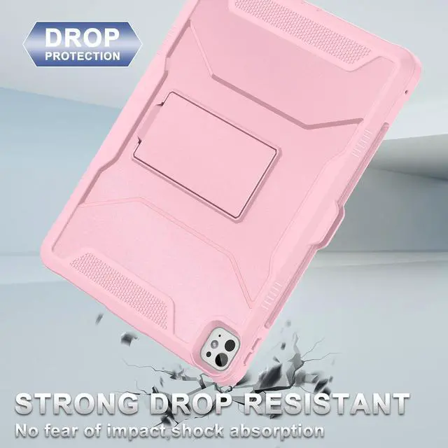 Alt view image 5 of 5 - Soke Case for iPad Air 13 Inch M3/M2 (2025/2024),iPad Pro 13 Inch M4,iPad Pro 12.9(2022 2021 2020,6th/5th/4th Gen), Rugged Shockproof Protective Cover with Built-in Kickstand - Pink
