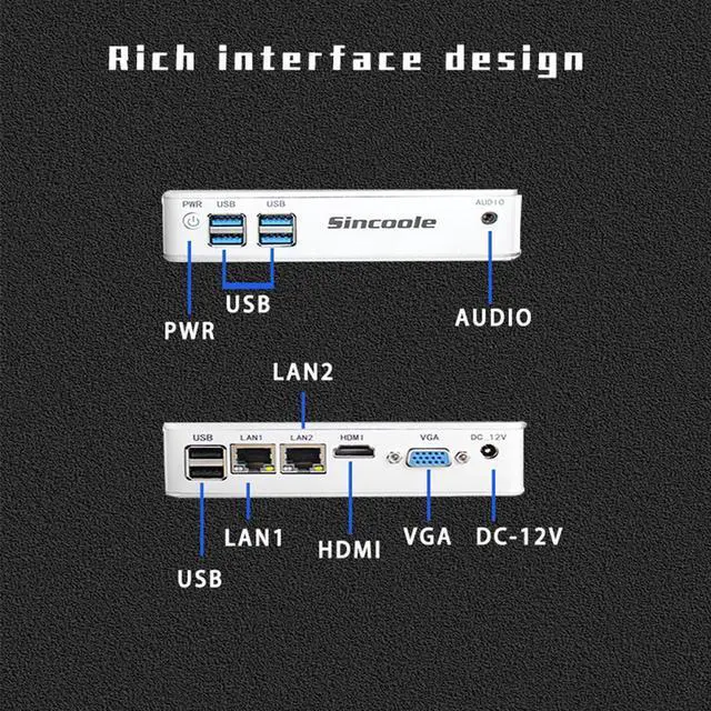 Alt view image 2 of 5 - Sincoole N100 Mini PC, 12th N100 Windows 11 Pro (up to 3.4GHz) Mini Computer, 8GB RAM 128GB SSD, USB3.2,Mini PC N100 Support 4K UHD Dual HDMI, Dual Band WiFi