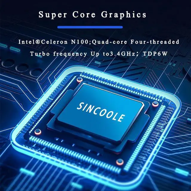 Alt view image 4 of 5 - Sincoole N100 Mini PC, 12th N100 Windows 11 Pro (up to 3.4GHz) Mini Computer, 8GB RAM 128GB SSD, USB3.2,Mini PC N100 Support 4K UHD Dual HDMI, Dual Band WiFi