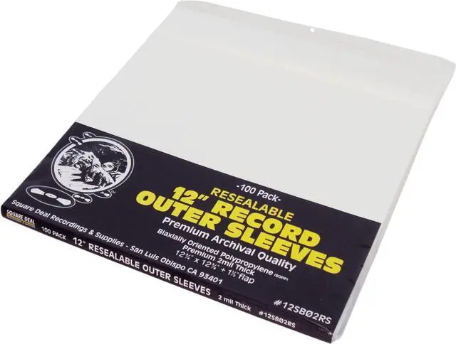 Alt view image 2 of 5 - (500) 12" Archival Resealable Record Outer Sleeves - Super Clear Premium 2 Mil Thick Archival Quality BOPP #12SB02RS