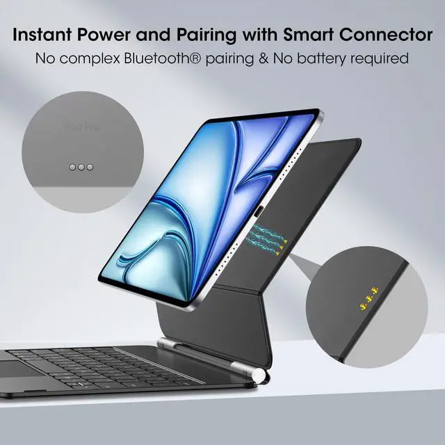 Alt view image 3 of 5 - SUYRAKI for iPad Air 11-inch (M3 2025/M2 2024), iPad Pro 11-inch (1st, 2nd, 3rd, 4th gen), iPad Air (4th, 5th gen) Keyboard Case with Trackpad, Wireless Backlit Keyboard, Smart Connector Technology