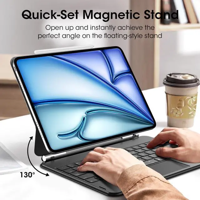 Alt view image 4 of 5 - SUYRAKI for iPad Air 11-inch (M3 2025/M2 2024), iPad Pro 11-inch (1st, 2nd, 3rd, 4th gen), iPad Air (4th, 5th gen) Keyboard Case with Trackpad, Wireless Backlit Keyboard, Smart Connector Technology