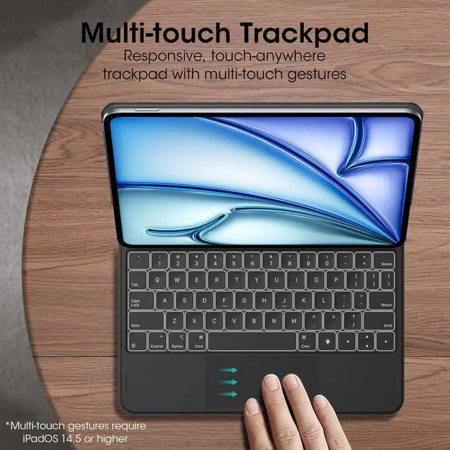 Alt view image 5 of 5 - SUYRAKI for iPad Air 11-inch (M3 2025/M2 2024), iPad Pro 11-inch (1st, 2nd, 3rd, 4th gen), iPad Air (4th, 5th gen) Keyboard Case with Trackpad, Wireless Backlit Keyboard, Smart Connector Technology